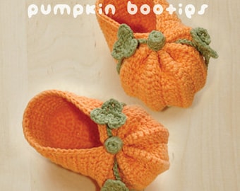 Halloween Pumpkins Baby Booties CROCHET PATTERN - Halloween Festival Baby Costume - Preemie Socks, Newborn Shoes, Infant Moccasins