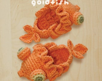 Goldfish Booties CROCHET PATTERN - Goldfish Crochet Baby Shoe - Doll shoe pattern