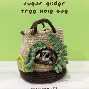 CROCHET PATTERN Pouch Sugar Glider Pouch Tree Hole Bag Sugar Glider Crochet Bag Crochet Pattern Sugar Glider Nest Tree House Pet Cage Animal image 5