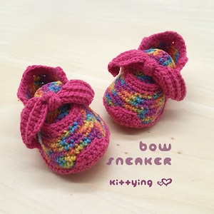 CROCHET PATTERN Bow Sneakers for Newborn Preemie Crochet Shoes Newborn Crochet Booties Baby Bow Booties 18 Doll Shoe Patterns image 7