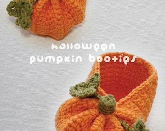 CROCHET PATTERN - Halloween Pumpkins Baby Preemie Newborn Booties Slippers Socks Shoes (HPB01-P-PAT)