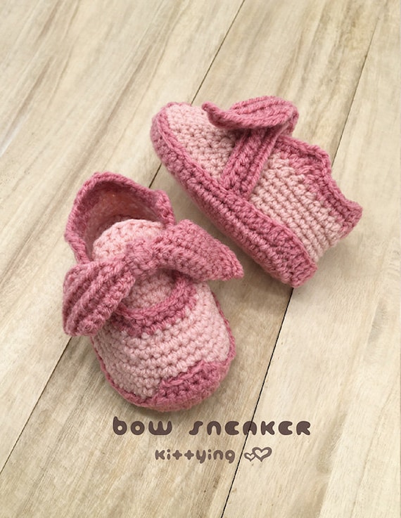 CROCHET PATTERN Bow Sneakers Toddler Shoes Patterns Toddler Crochet Bow Booties Baby Booties Crochet Pattern Baby Sports Sneakers Etsy Canada