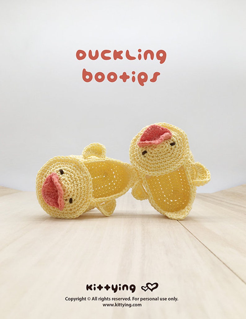 CROCHET PATTERN Baby Duck Booties Duckling Baby Booties Preemie Socks Animal Shoes Yellow Duck Applique Crochet Patterns Newborn Slippers image 3