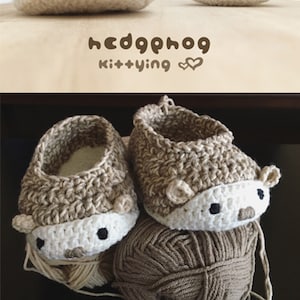 Hedgehog Booties CROCHET PATTERN Hedgehog Crochet Baby Shoes, Slippers, Moccasins Woodland Hedgehog Baby Booties Porcupine Booties image 5