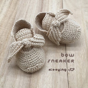 CROCHET PATTERN Bow Sneakers for Newborn Preemie Crochet Shoes Newborn Crochet Booties Baby Bow Booties 18 Doll Shoe Patterns image 4