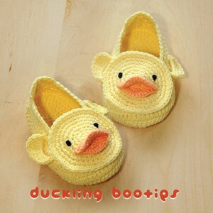 CROCHET PATTERN Baby Duck Booties Duckling Baby Booties Preemie Socks Animal Shoes Yellow Duck Applique Crochet Patterns Newborn Slippers image 6