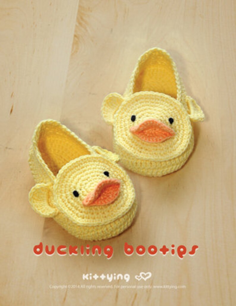 CROCHET PATTERN Baby Duck Booties Duckling Baby Booties Preemie Socks Animal Shoes Yellow Duck Applique Crochet Patterns Newborn Slippers image 6