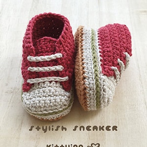 Crochet Baby Pattern Stylish Baby Sneakers Crochet Patterns Baby Shoes Crochet Booties CROCHET PATTERN Newborn Sneakers Newborn Shoes Red