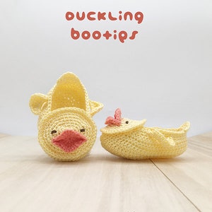 CROCHET PATTERN Baby Duck Booties Duckling Baby Booties Preemie Socks Animal Shoes Yellow Duck Applique Crochet Patterns Newborn Slippers image 1