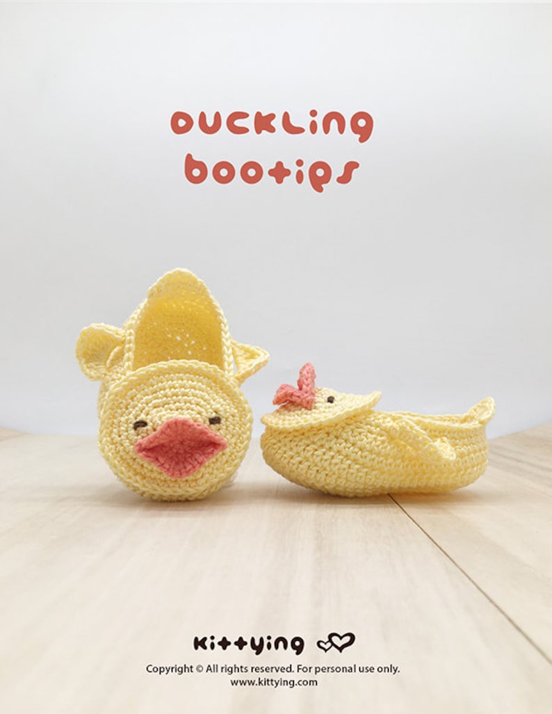 CROCHET PATTERN Baby Duck Booties Duckling Baby Booties Preemie Socks Animal Shoes Yellow Duck Applique Crochet Patterns Newborn Slippers image 1