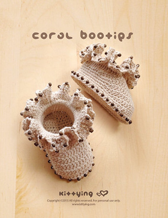 Crochet Ruffled Coral Baby Booties Pattern Newborn Boots Preemie Shoes CROCHET PATTERN (CB03-M-PAT)
