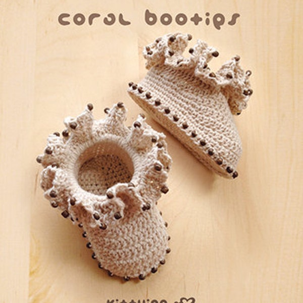 Crochet Ruffled Coral Baby Booties Pattern Newborn Boots Preemie Shoes CROCHET PATTERN (CB03-M-PAT)