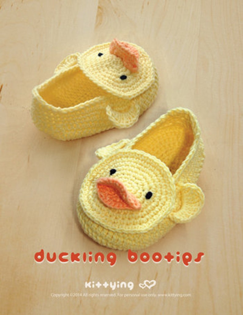 CROCHET PATTERN Baby Duck Booties Duckling Baby Booties Preemie Socks Animal Shoes Yellow Duck Applique Crochet Patterns Newborn Slippers image 7