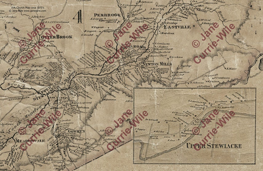 UPPER STEWIACKE town map Colchester County Nova Scotia Etsy