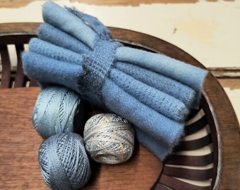 BLUEBERRY Hand Dyed Wool Bundle | Patchwork | Applique | Hooking | Punching