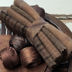 CHOCOLATE Hand Dyed Wool Bundle | Patchwork | Applique | Hooking | Punching