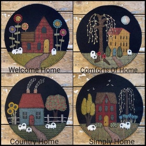 Set of Four "Home" Series Mats Printed Patterns | Applique | Patchwork | Hand Stitching