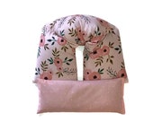 MICROWAVABLE Neck Shoulder Wrap Eye Pillow Set Lavender heating pad Peppermint Your CHOICE of SCENT (Pink Peony) Coral floral gift idea
