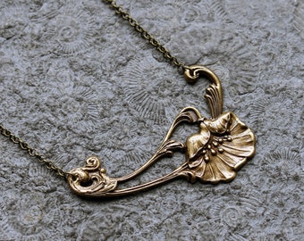 Déclaration * Collier * FLEUR DE COQUELICOT * | en bronze Laiton * Art Nouveau