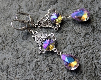 Boucles d'oreilles cabochon * AMALIA * Améthyste claire AB * Violet | Argent * Millésime