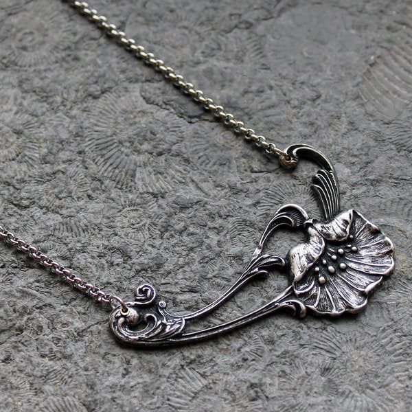 Statement * Collier-Kette * MOHNBLÜTE * Silber * Jugendstil * Vintage