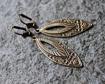 Statement Earrings * ASTA * Brass * Art Deco * Vintage