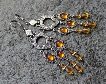 Gala-Ohrringe * Chandeliers * SUNNY YELLOW * Gelb | Silber * Vintage