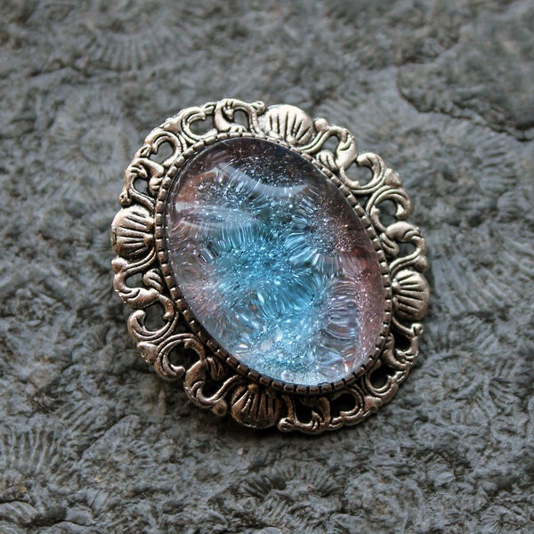 Cabochon-Brosche | Anhänger * UNICORN MAGIC * Silber * Vintage