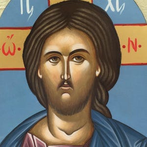 Jesus Christus / kyrillische Ikone / griechische Ikone / handgemaltes Bild / byzantinische Kunst / griechische Ikone / sakrale Kunst / byzantinische Kunst.