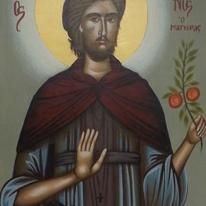 Saint Efrosinos the cook,hand painted hand made orthodox icon,byzantine art,religious home decor,greek icons,russian icons.