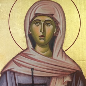 Icono cristiano de Santa Eudokia Αγία Ευδοκία Icono hecho a mano Arte bizantino. Regalo cristiano ideal.
