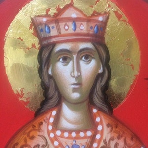 Saint Catherine an original painting (icon).Eastern orthodox icon religious art.