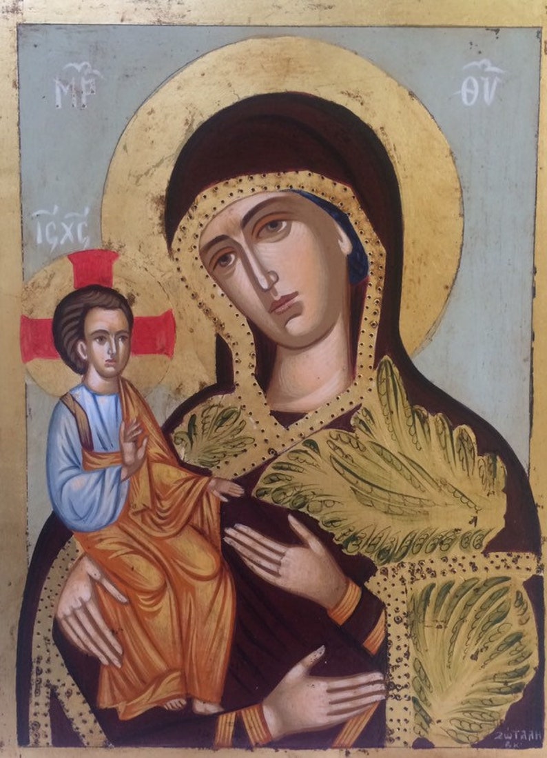 Virgin Mary and the Child / Orthodox iconbyzantine art | Etsy