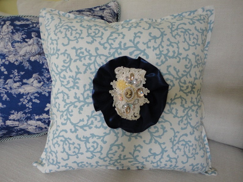 Victorian Decor Throws for Sofas 4 Designer Pillows Set Blue Etsy