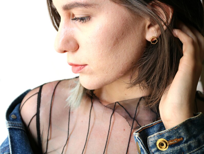 925 Silver Geometric Triangle Hoop Earrings for Women Girls Prevent Allergy Gift
