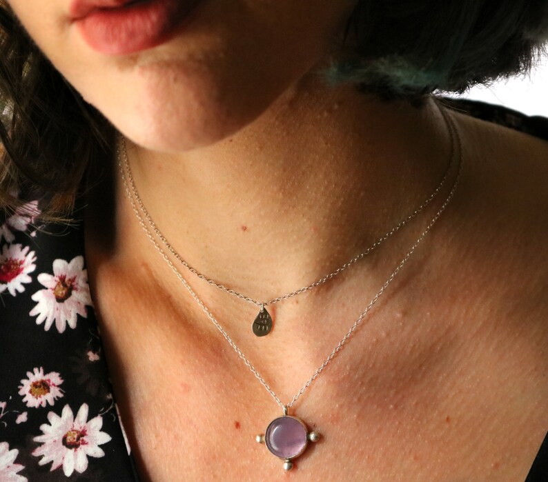 Silver Amethyst Necklace Protection Amulet Crystal Pendant for Women Cross Gemstone Choker for Girls Talisman Pendant Gift Ideas for her