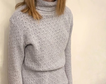 Baumwolle Rollkragenpullover, gestrickte Rollkragen Bluse, warme weiche Damen Kleidung, Slim Sweater Top, häkeln Winter Shirt, gestricktes Fit Top, Rollkragen