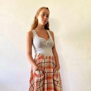 Striped Tank Top,Cotton Button Up Top,Sleeveless Basic Top,Women Stylish Tank,Casual Fitted Tank,Summer Tank Top,Ribbed Tank Top,White Tank