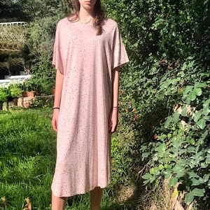 Oversized T-shirt Dress,Short Sleeves Basic Dress,Cotton Relaxed Shirt Dress,Summer Tee Dresses,Floral Print Loose Dress,Casual Midi Dress