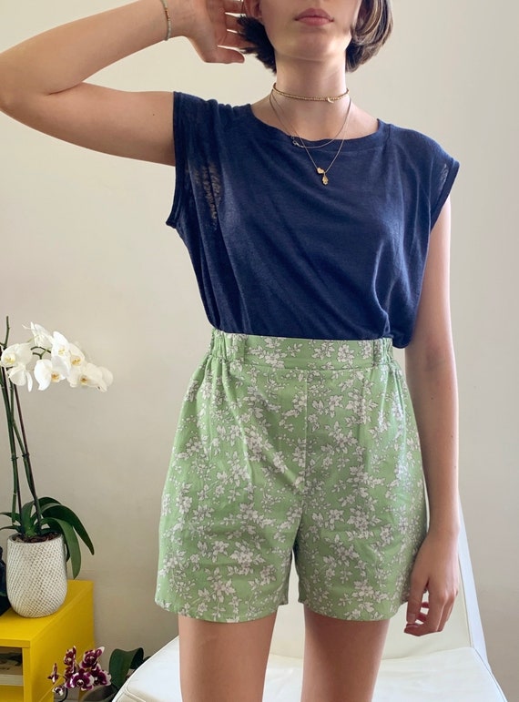 Floral Summer Cotton Shortshigh Waist 