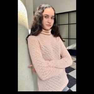 Cozy Chic Turtleneck Sweater- Soft Cotton,Knitted Turtleneck Blouse,Slim Sweater Top,Crochet Knit Sweater,Cotton Turtleneck,Women Knitwear