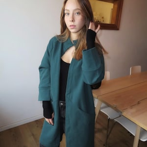 オーバーサイズコットンカーディガン、ポケット付きロングカーディガン、コットンセータージャケット、着心地の良いジャケット、カバーアップコットンコート、オープンカーディガン