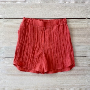 Linen Shorts,Summer Natural Linen Shorts,High Waisted Shorts With Pockets,Shorts Linen Trousers,Loose Linen Elastic Waist Shorts