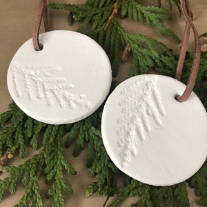 Clay Ornament - hand stamped with a fresh bough for each order! *Personalized!*