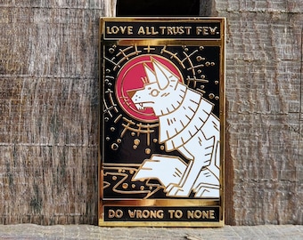 Love All Trust Few, Hard Enamel Pin, Wolf, Wolves, Literature, Inspirational, Gold, Badge, Wolf pin, Book gift