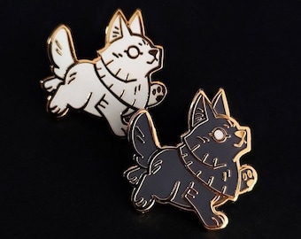 走る狼の子犬 金メッキ ハードエナメルピン