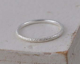 Silver Skinny Sparkle Round Band Ring