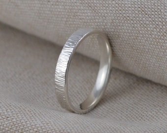 Silver Ridged Flat Band Ring