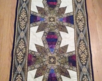 Quilt Runner Geometric Jewel Tones Beaded