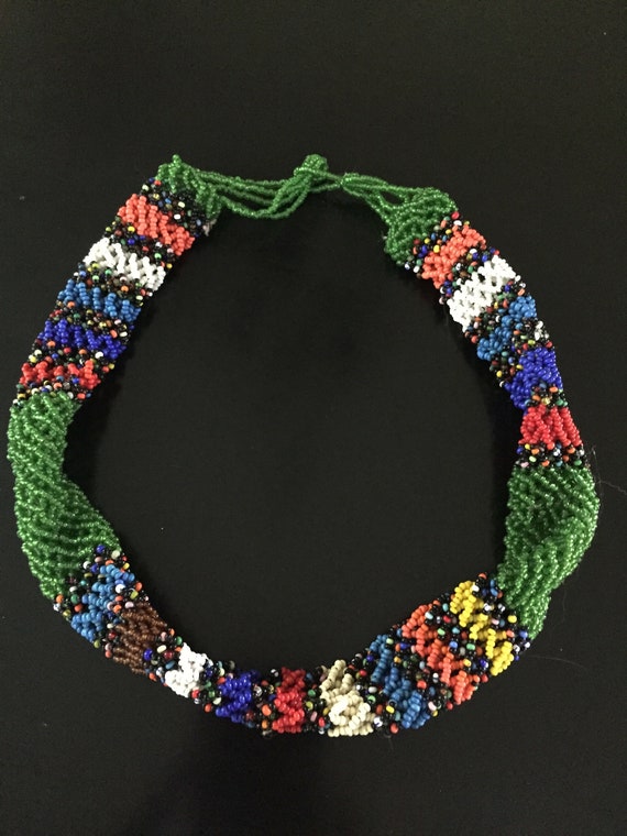 Bright Colorful Beaded Tribal Necklace African Sou